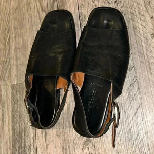 Franco Boschi size 37 Black Soft Leather Ankle Strap Causal Sandal